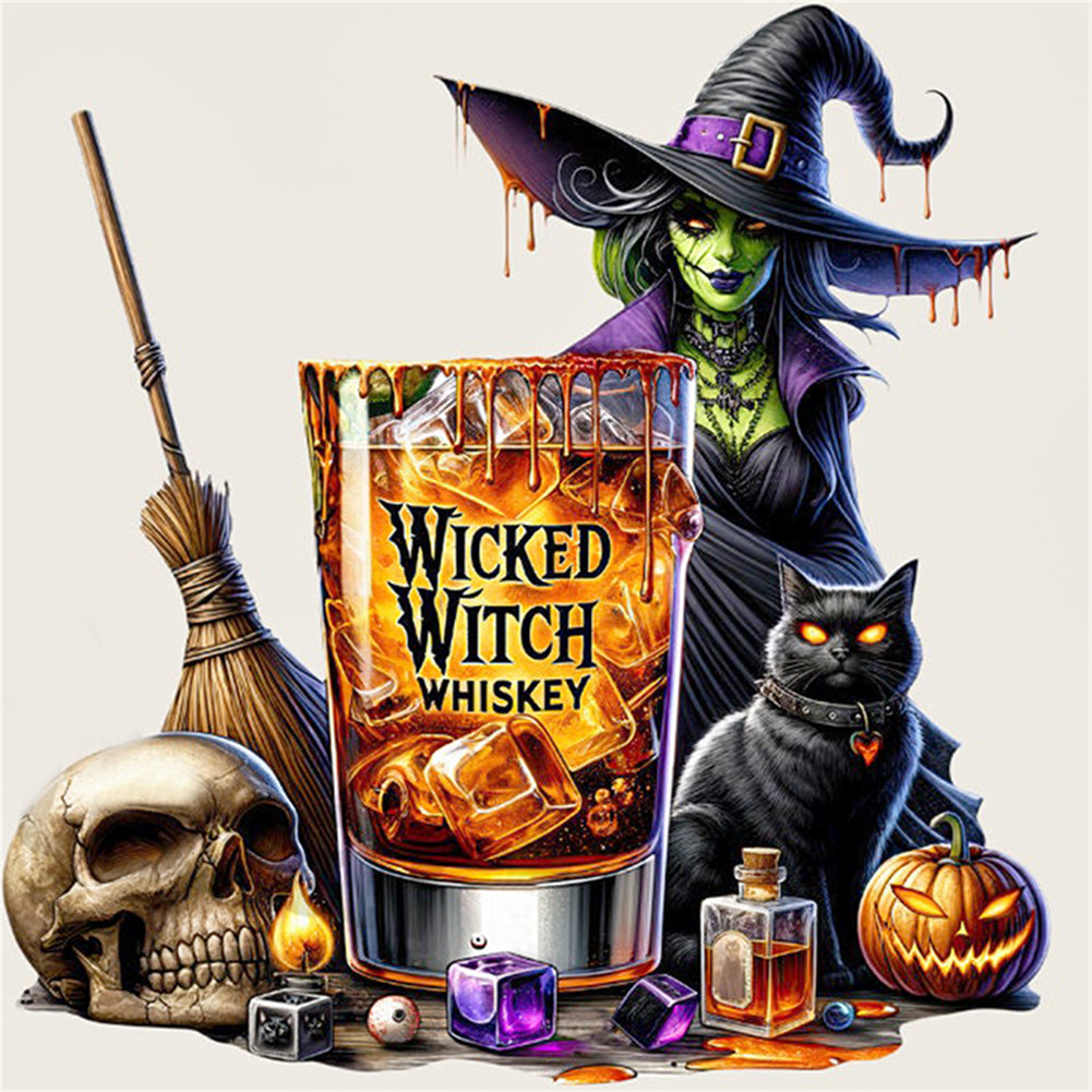Halloween Wine Glass - 11CT Stamped Cross Stitch 50*50CM