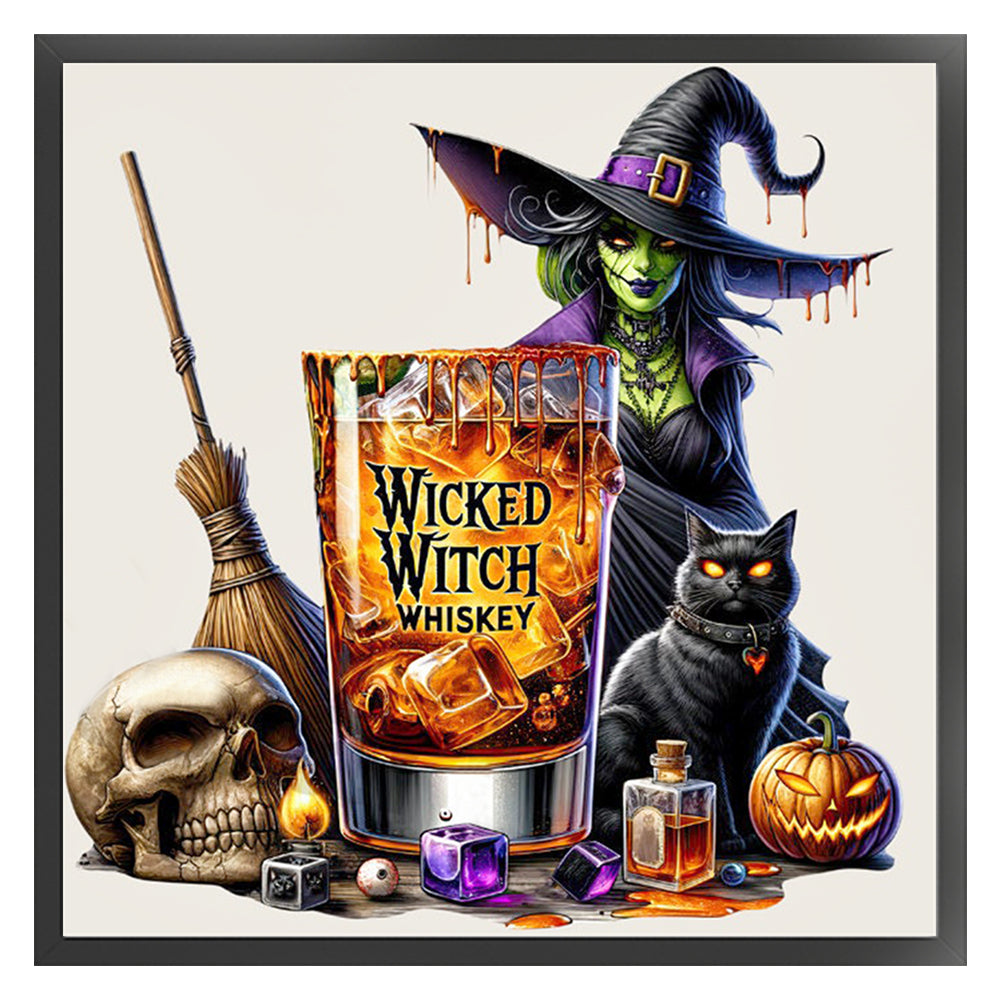 Halloween Wine Glass - 11CT Stamped Cross Stitch 50*50CM