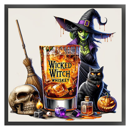 Halloween Wine Glass - 11CT Stamped Cross Stitch 50*50CM