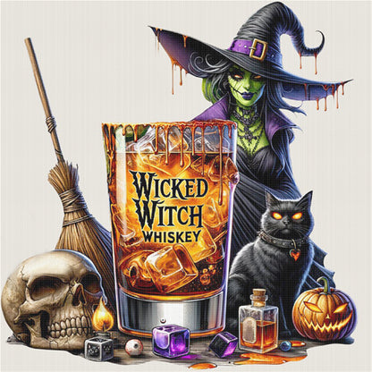 Halloween Wine Glass - 11CT Stamped Cross Stitch 50*50CM