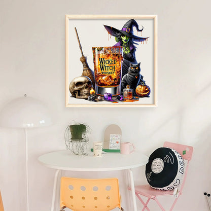 Halloween Wine Glass - 11CT Stamped Cross Stitch 50*50CM