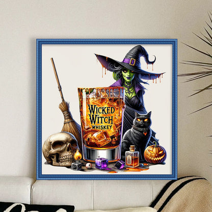 Halloween Wine Glass - 11CT Stamped Cross Stitch 50*50CM