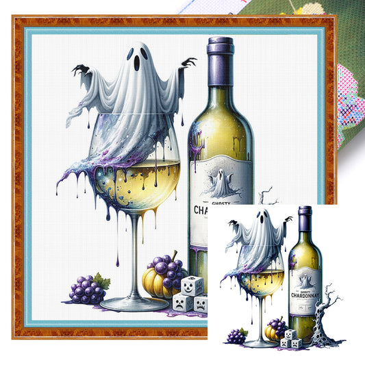 Halloween Wine Glass - 11CT Stamped Cross Stitch 50*50CM