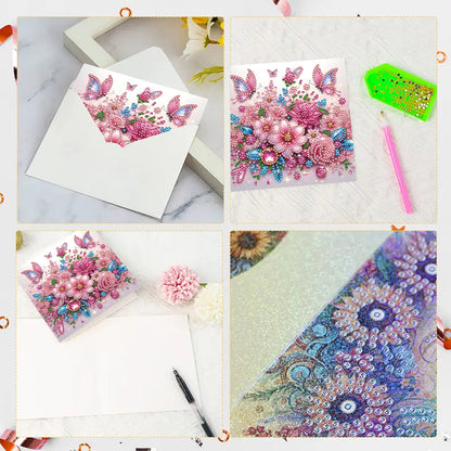 6PCS DIY Rhinestone Diamond Art Mosaic Postcards for Festivals and Celebrations