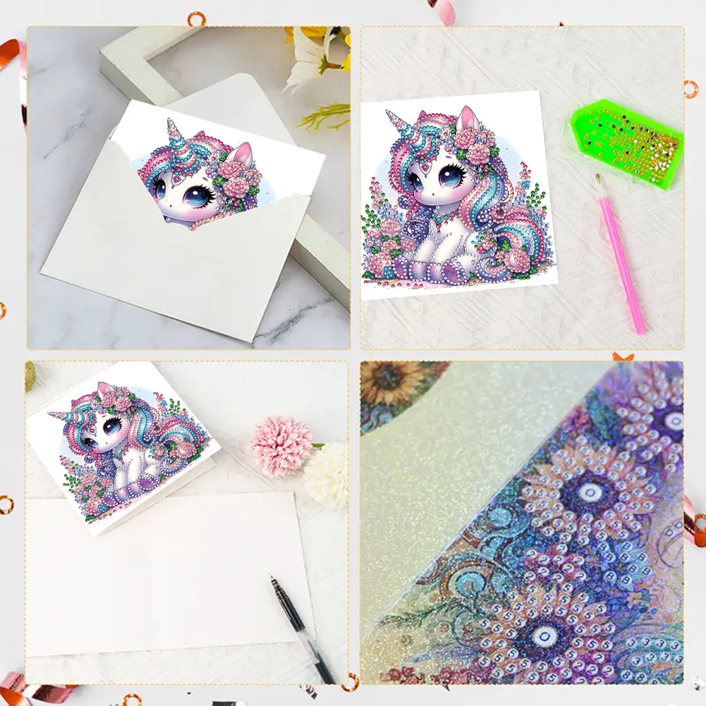 6PCS DIY Rhinestone Diamond Art Mosaic Postcards for Festivals and Celebrations