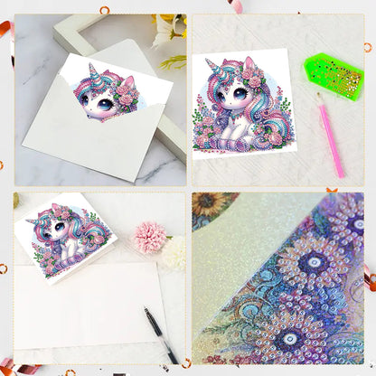 6PCS DIY Rhinestone Diamond Art Mosaic Postcards for Festivals and Celebrations