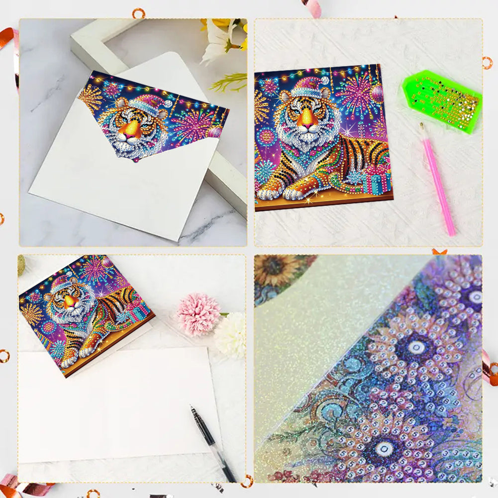 6PCS DIY Rhinestone Diamond Art Mosaic Postcards for Festivals and Celebrations