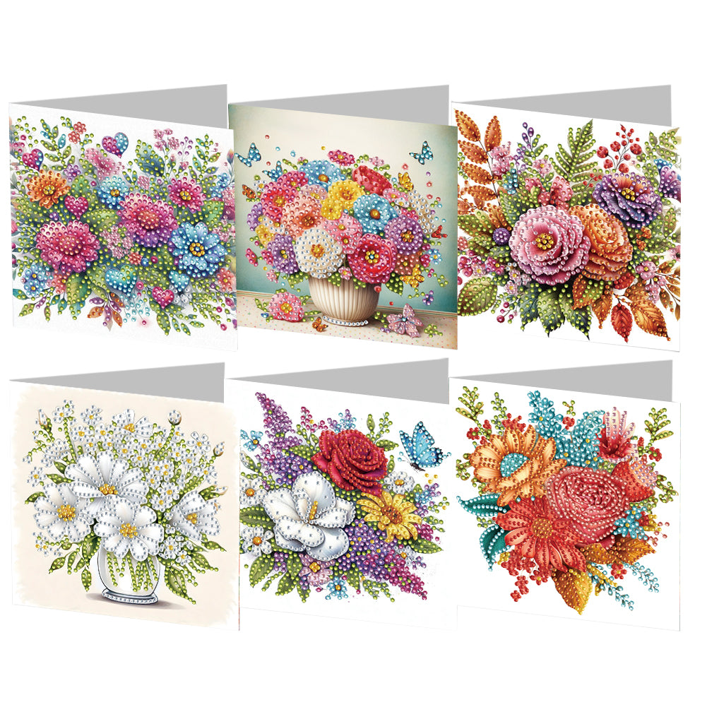 6PCS DIY Rhinestone Diamond Art Mosaic Postcards for Festivals and Celebrations