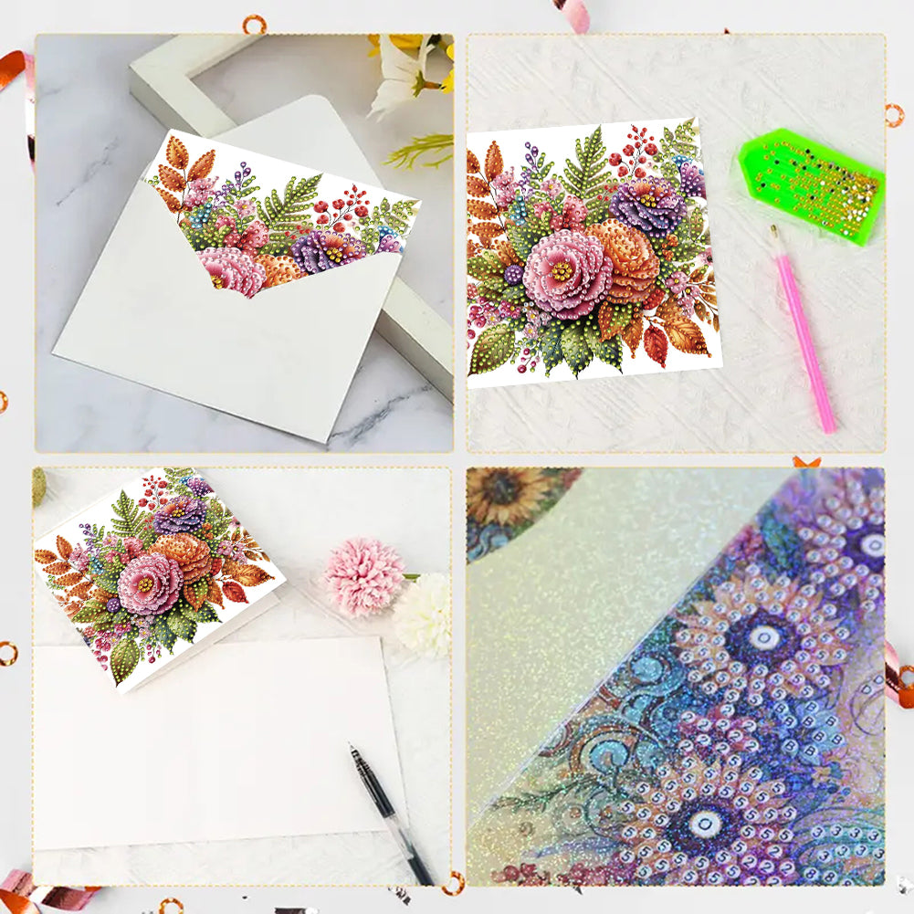 6PCS DIY Rhinestone Diamond Art Mosaic Postcards for Festivals and Celebrations