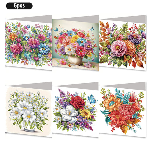 6PCS DIY Rhinestone Diamond Art Mosaic Postcards for Festivals and Celebrations
