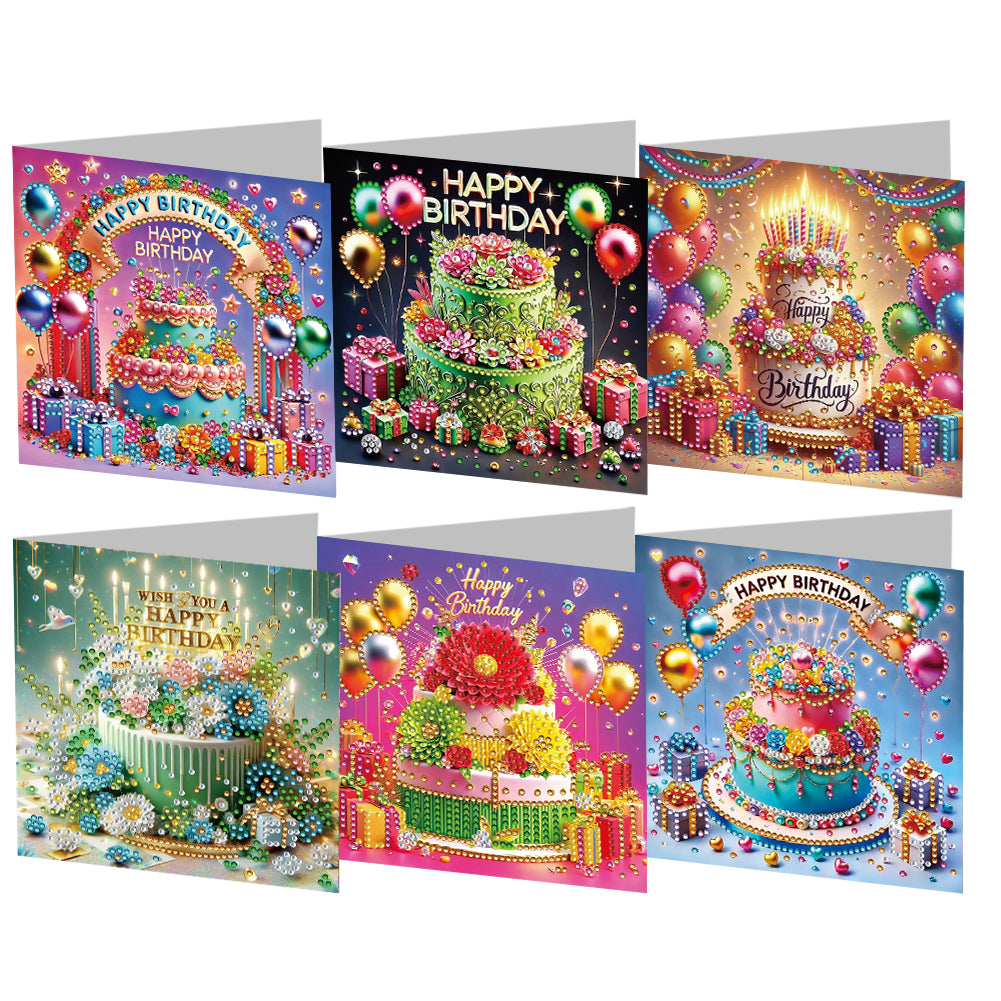 6PCS DIY Rhinestone Diamond Art Mosaic Postcards for Festivals and Celebrations