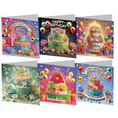 6PCS DIY Rhinestone Diamond Art Mosaic Postcards for Festivals and Celebrations