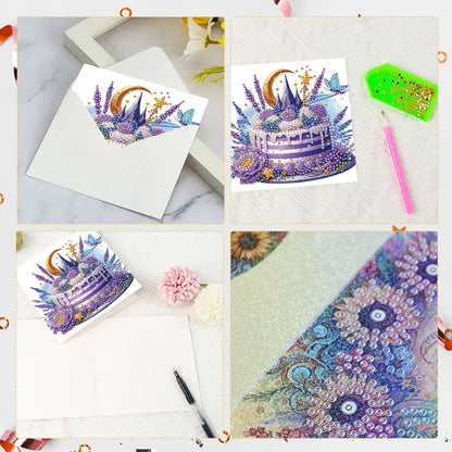 6PCS DIY Rhinestone Diamond Art Mosaic Postcards for Festivals and Celebrations