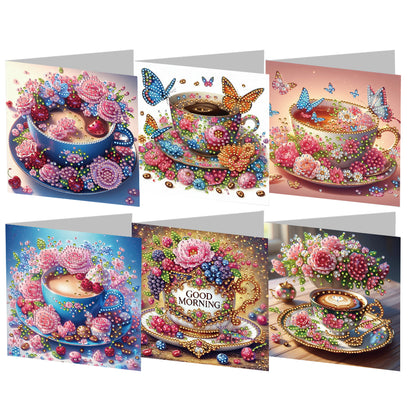 6PCS DIY Rhinestone Diamond Art Mosaic Postcards for Festivals and Celebrations
