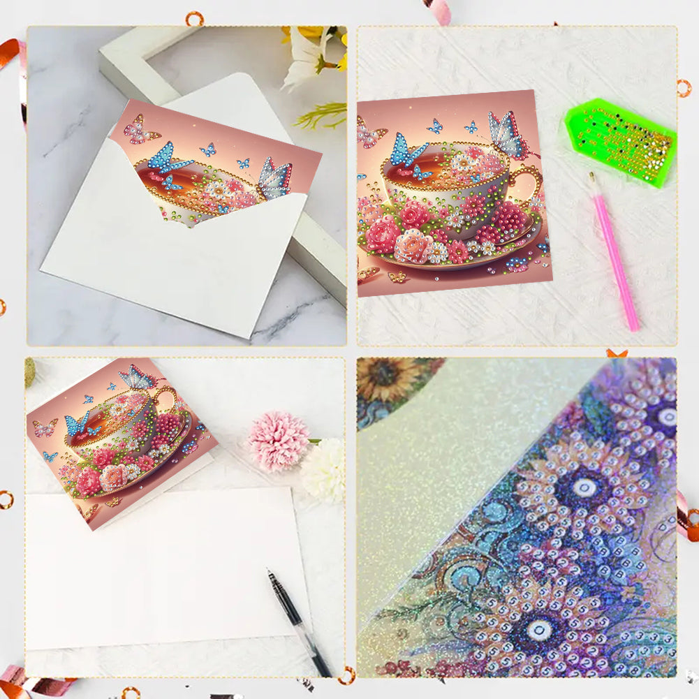 6PCS DIY Rhinestone Diamond Art Mosaic Postcards for Festivals and Celebrations