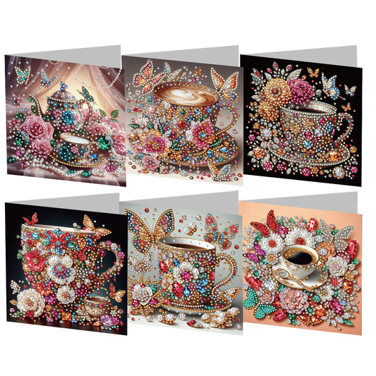 6PCS DIY Rhinestone Diamond Art Mosaic Postcards for Festivals and Celebrations