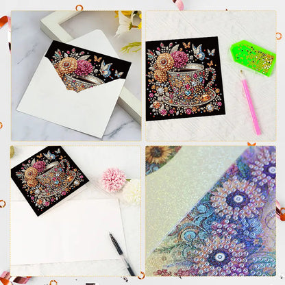 6PCS DIY Rhinestone Diamond Art Mosaic Postcards for Festivals and Celebrations