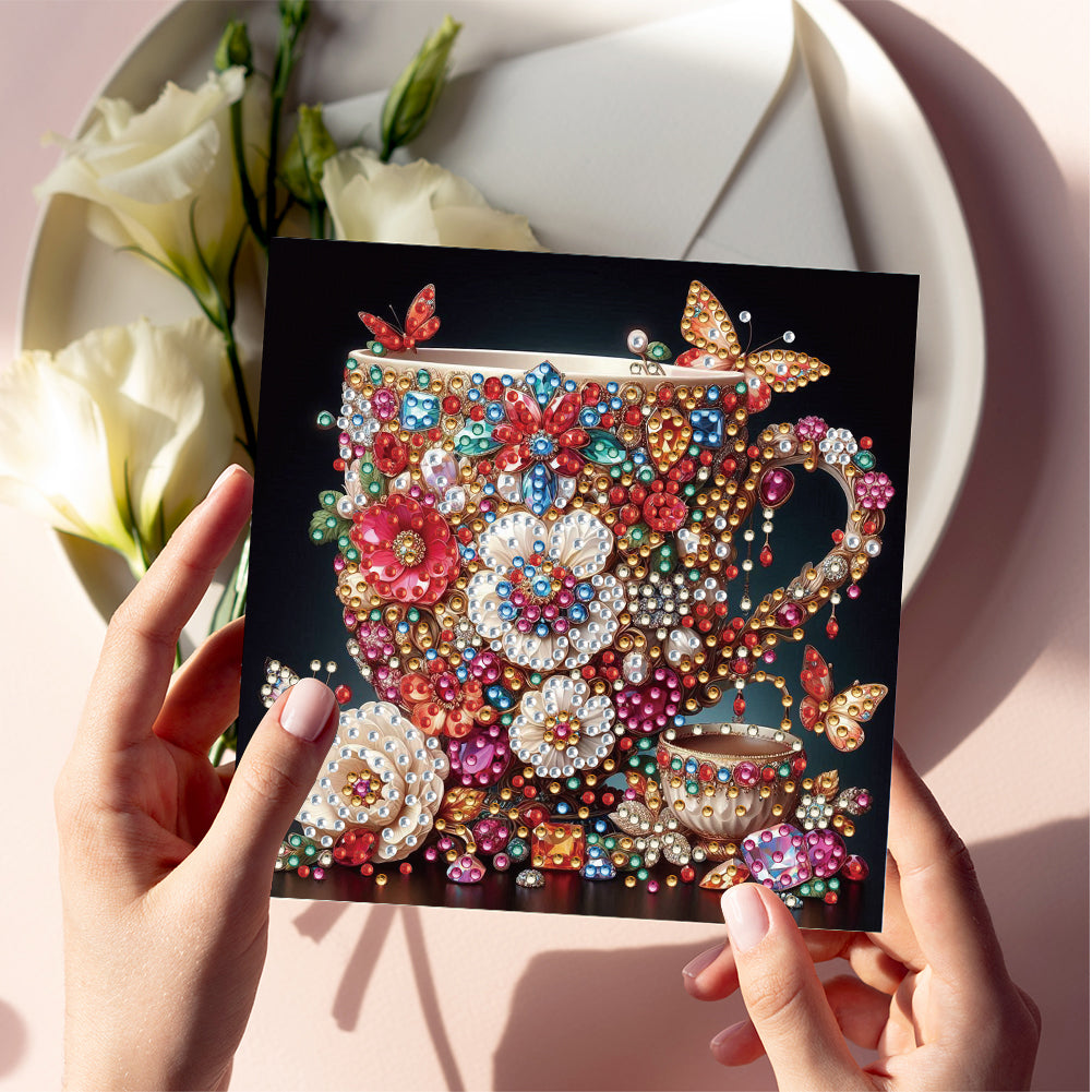 6PCS DIY Rhinestone Diamond Art Mosaic Postcards for Festivals and Celebrations