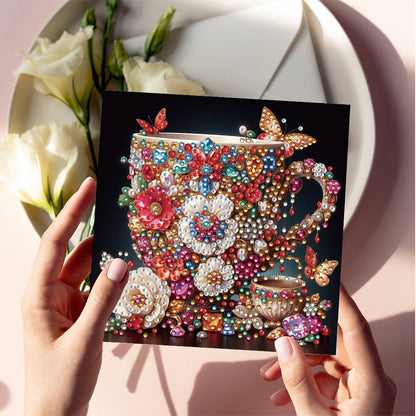 6PCS DIY Rhinestone Diamond Art Mosaic Postcards for Festivals and Celebrations