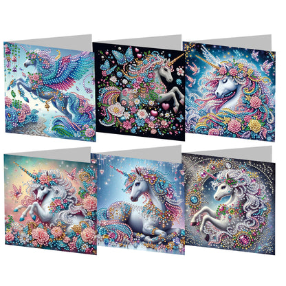 6PCS DIY Rhinestone Diamond Art Mosaic Postcards for Festivals and Celebrations
