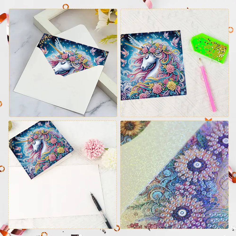 6PCS DIY Rhinestone Diamond Art Mosaic Postcards for Festivals and Celebrations