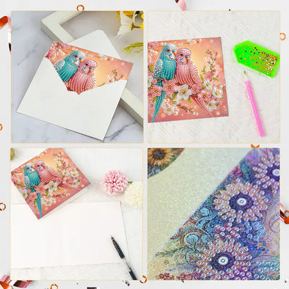 6PCS DIY Rhinestone Diamond Art Mosaic Postcards for Festivals and Celebrations