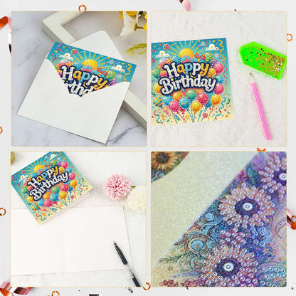 6PCS DIY Rhinestone Diamond Art Mosaic Postcards for Festivals and Celebrations