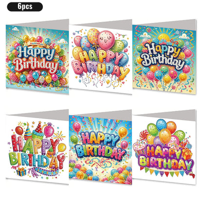 6PCS DIY Rhinestone Diamond Art Mosaic Postcards for Festivals and Celebrations