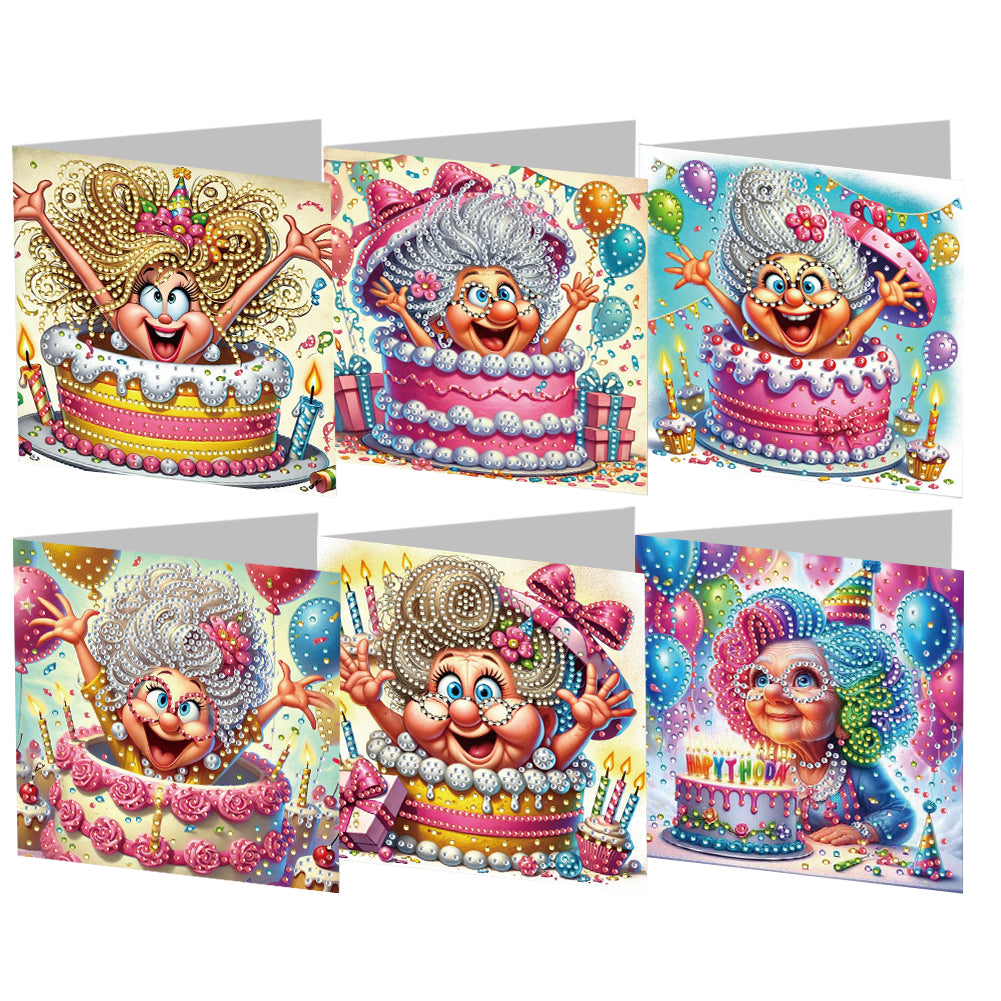 6PCS DIY Rhinestone Diamond Art Mosaic Postcards for Festivals and Celebrations