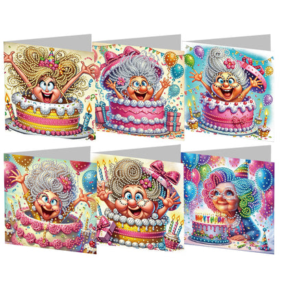 6PCS DIY Rhinestone Diamond Art Mosaic Postcards for Festivals and Celebrations