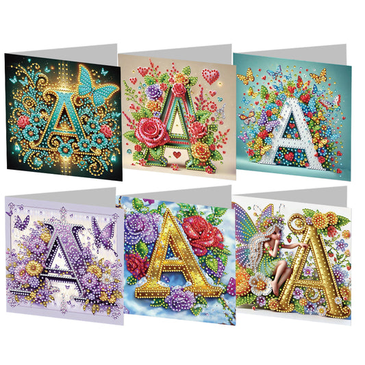 6PCS DIY Rhinestone Diamond Art Mosaic Postcards for Festivals and Celebrations
