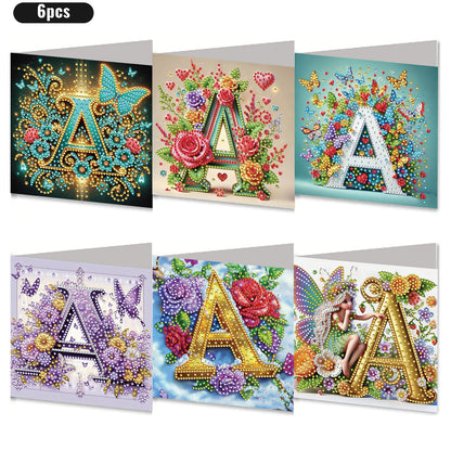 6PCS DIY Rhinestone Diamond Art Mosaic Postcards for Festivals and Celebrations