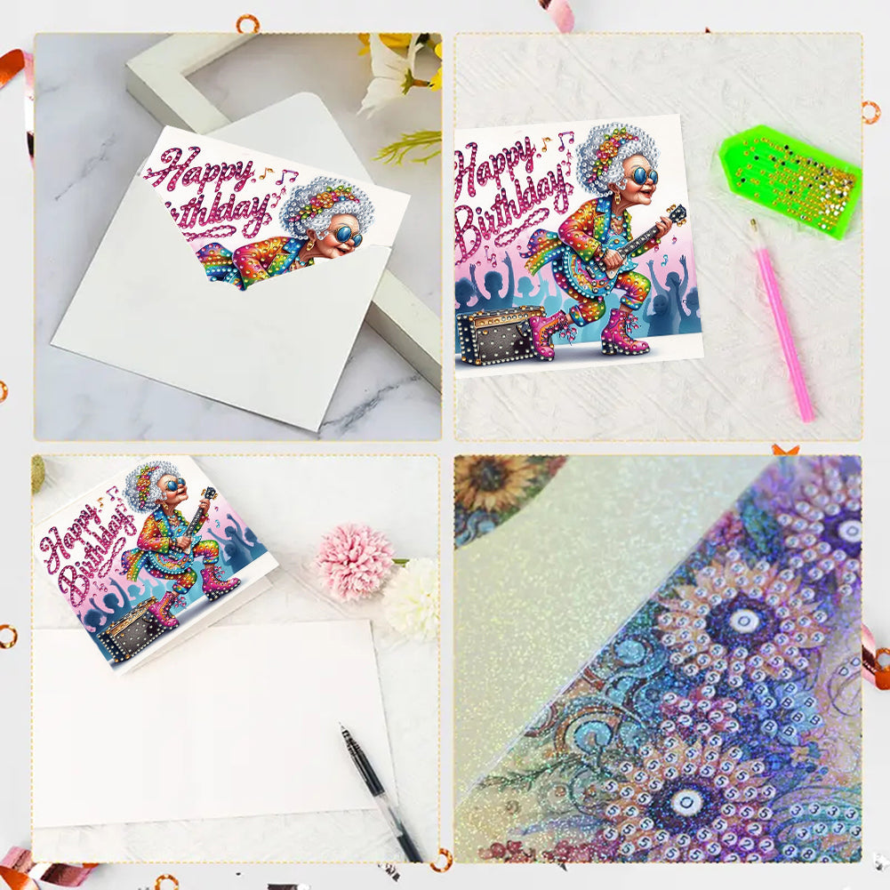 6PCS DIY Rhinestone Diamond Art Mosaic Postcards for Festivals and Celebrations