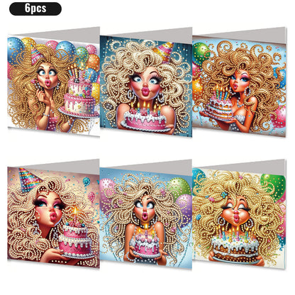 6PCS DIY Rhinestone Diamond Art Mosaic Postcards for Festivals and Celebrations