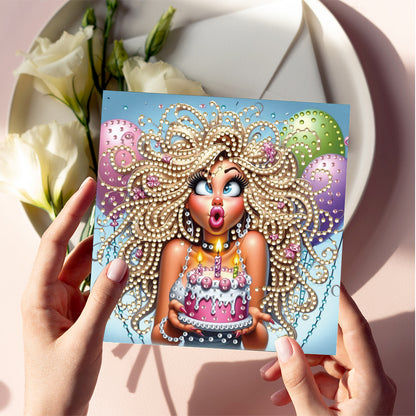 6PCS DIY Rhinestone Diamond Art Mosaic Postcards for Festivals and Celebrations