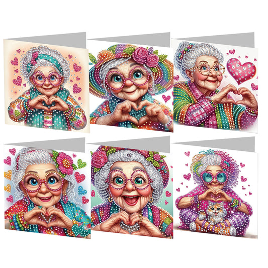 6PCS DIY Rhinestone Diamond Art Mosaic Postcards for Festivals and Celebrations