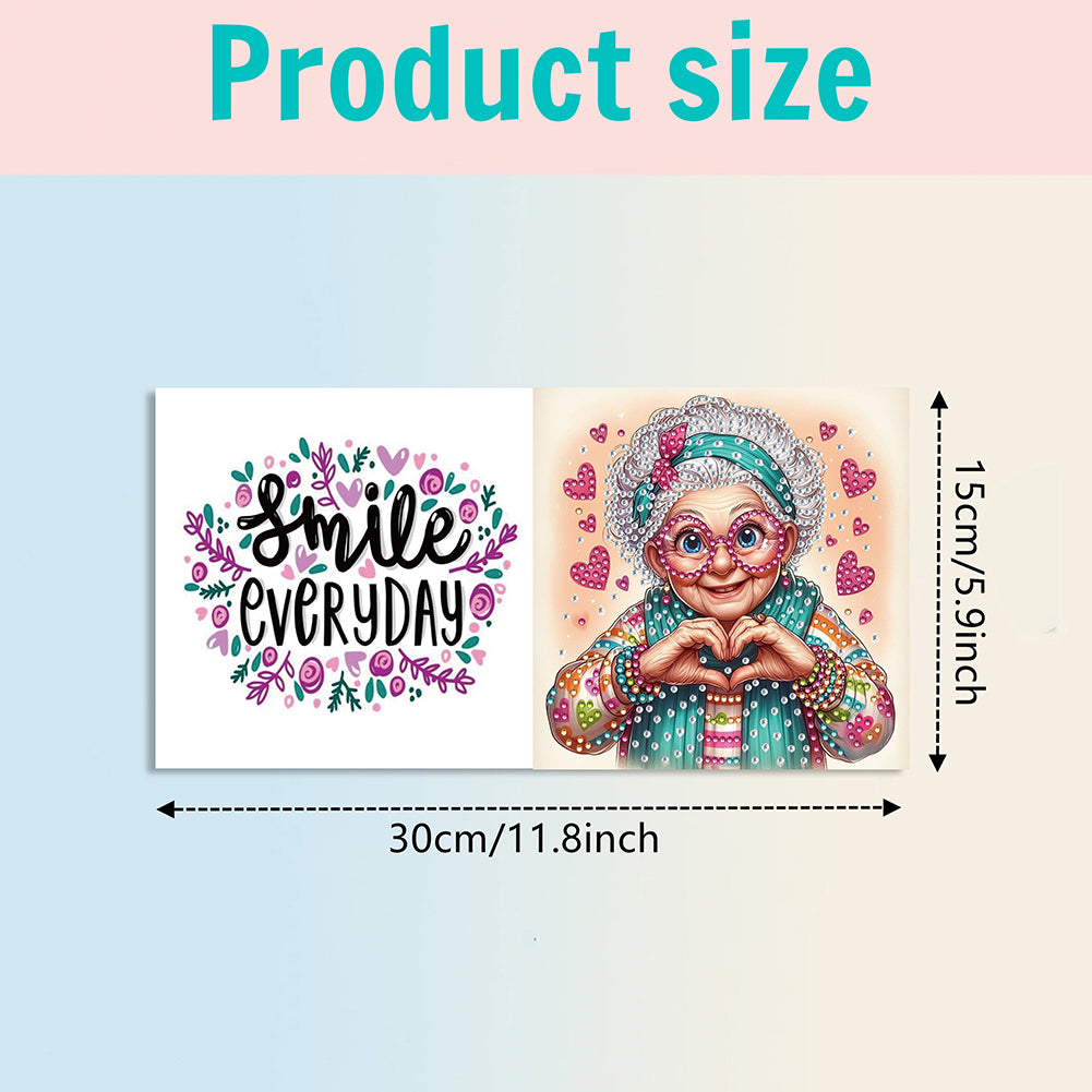 6PCS DIY Rhinestone Diamond Art Mosaic Postcards for Festivals and Celebrations