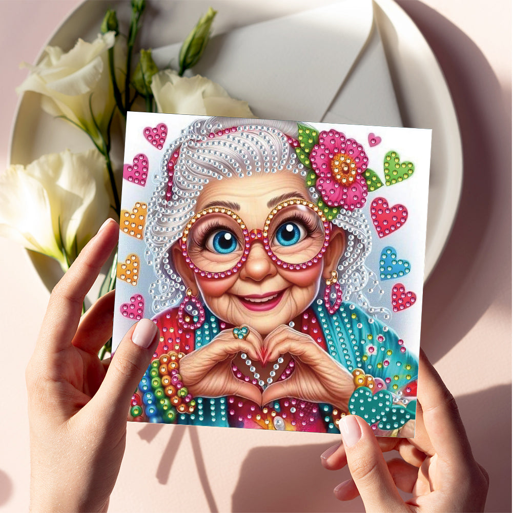 6PCS DIY Rhinestone Diamond Art Mosaic Postcards for Festivals and Celebrations