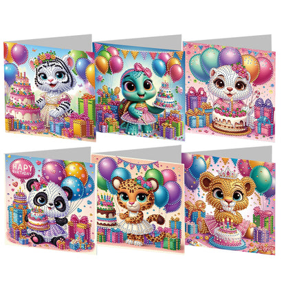 6PCS DIY Rhinestone Diamond Art Mosaic Postcards for Festivals and Celebrations