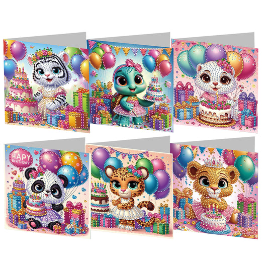 6PCS DIY Rhinestone Diamond Art Mosaic Postcards for Festivals and Celebrations