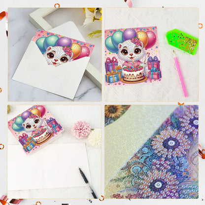 6PCS DIY Rhinestone Diamond Art Mosaic Postcards for Festivals and Celebrations