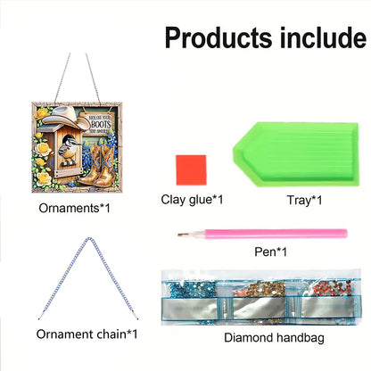 2D Flat Acrylic DIY Hanging Diamond Art Kits Special Shape Wall Door Decoration
