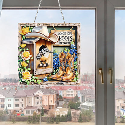 2D Flat Acrylic DIY Hanging Diamond Art Kits Special Shape Wall Door Decoration