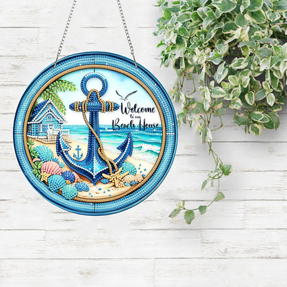 2D Flat Acrylic DIY Hanging Diamond Art Kits Special Shape Wall Door Decoration