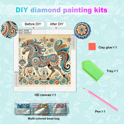 Colored Horse - Special Shaped Drill Diamond Painting 30*30CM