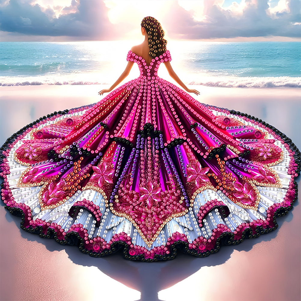 Gorgeous Skirt Girl - Special Shaped Drill Diamond Painting 30*30CM