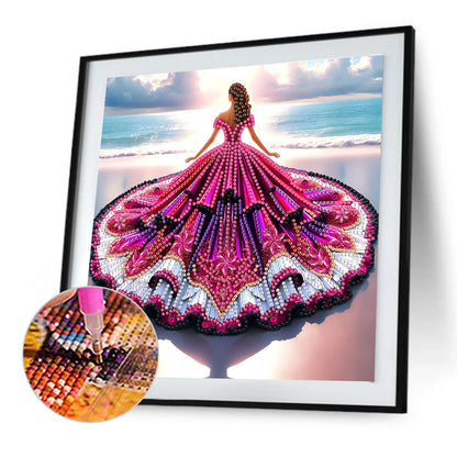 Gorgeous Skirt Girl - Special Shaped Drill Diamond Painting 30*30CM