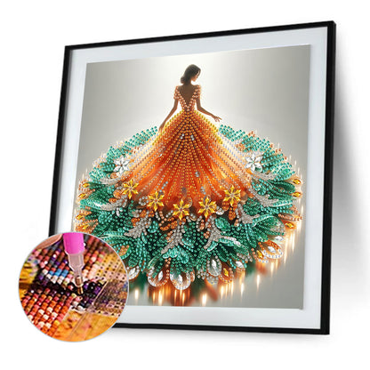 Gorgeous Skirt Girl - Special Shaped Drill Diamond Painting 30*30CM