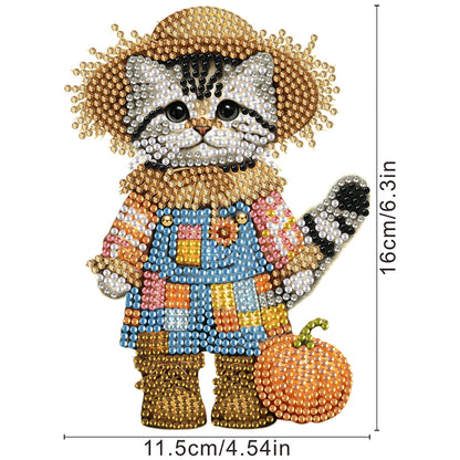2D Flat Print Cat DIY Shaking Head Desktop Diamond Art Kits for Adults Beginner