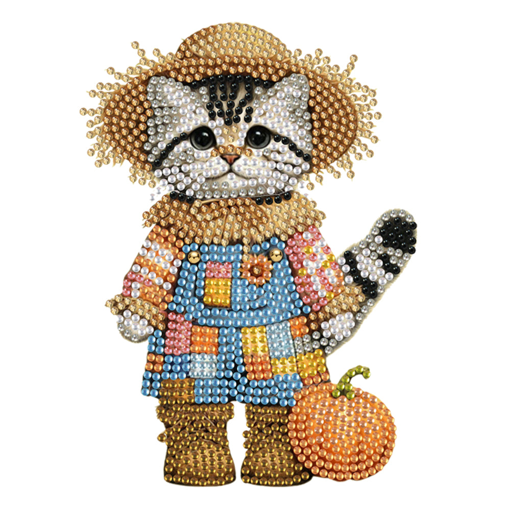2D Flat Print Cat DIY Shaking Head Desktop Diamond Art Kits for Adults Beginner